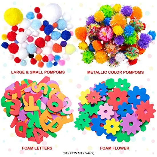 1000+ Piece Set Mega Kids Crafts and Art Supplies Jar Kit- Instructional Booklet Included - Glitter Glue, Construction Paper, Colored Popsicle Sticks, Googly Eyes, Pipe Cleaners {2}