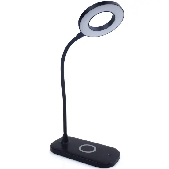 Lighting Zlata Painted Black Plastic Tap or Touch Switch Dimmable and Adjustable Color Temperature Office Desk Lamp with 21 LEDs and USB Port {5}