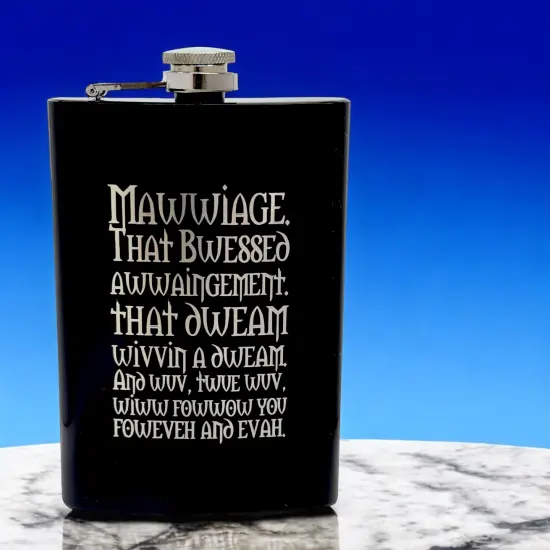 8oz BLACK Mawwiage That Bwessed Awwaingement Flask {4}