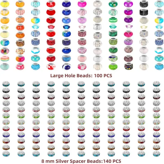 300 Pcs Beadable Pen Set - 20 Pens, 40 Refills, 240 Retro Color Rhinestone Beads for DIY Projects {4}