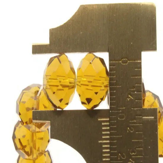 34 12mm Clear Brown Faceted Rondelle Glass Beads {5}