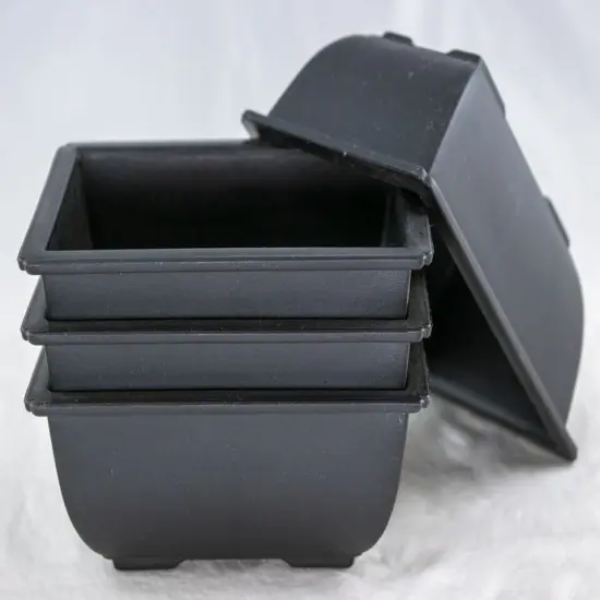 4 Rectangular Black Plastic Cactus Succulent, Bonsai Training Pot 5"x 3.5"x 2" {1}