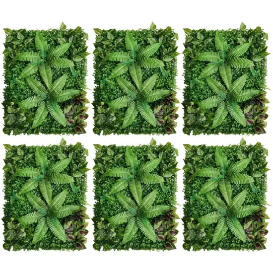 6pcs Artificial Plant Foliage Hedge Grass Mat Greenery Panel Wall Fence Decor {1}