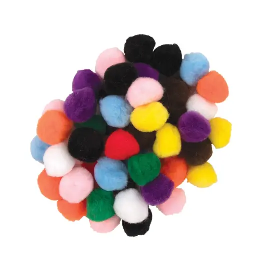 Pom Pons, Bright Hues, 1", 50 Per Pack, 12 Packs {3}