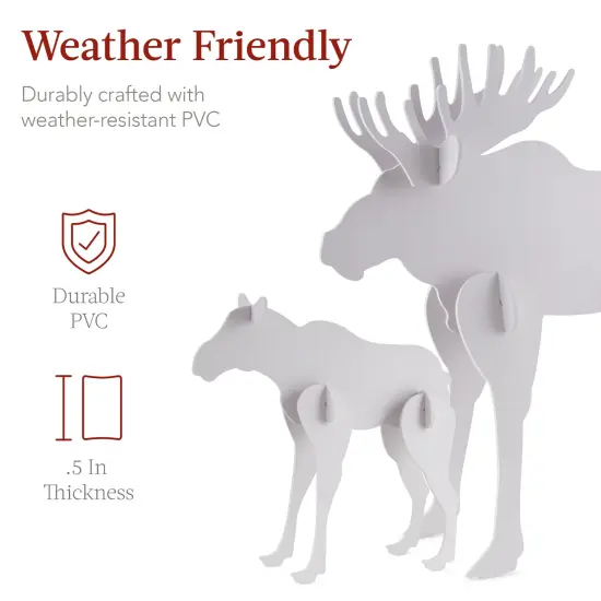 Best Choice Products 2-Piece 58in Moose Family Silhouette Set, Outdoor Christmas Yard Decor w/ Ground Stakes - White {6}
