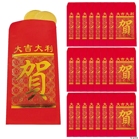 Mini Lucky Money Paper Treat Bags 3 1/2" x 7 1/4" - 24 Pc {2}