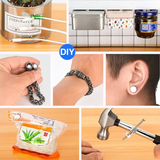 40 Pieces Small Magnets, Tiny Rare Earth Magnets, 5 Different Size Neodymium Magnets for Refrigerator, DIY, Building, Crafts and Kitchen Cabinet, Office Magnets {3}