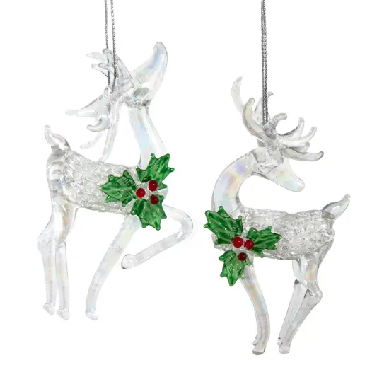 5.5" Glass Deer Ornaments, 2 Assorted {1}