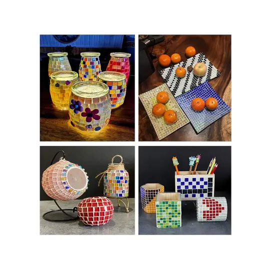 100 Pieces Mosaic Tiles Squares Light Blue Crystal Mosaic Stained Glass Kits for Adults Crafts Supplies DIY Picture Frames Handmade Jewelry Coasters Art Material Decoration,1x1cm {3}