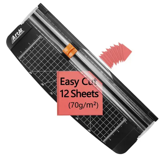 A4 Portable Paper Cutter: 12 inch Paper Trimmer Scrapbooking Tool for Photo Gift Cards Kraft Paper Label and Coupon with Automatic Security Safeguard Paper Trimmers {2}