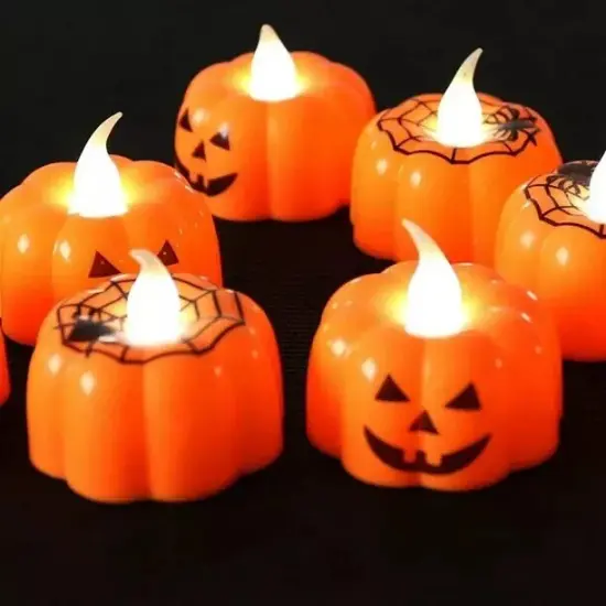 40 Pcs Bright 3D Halloween Flameless Pumpkin Candles {2}