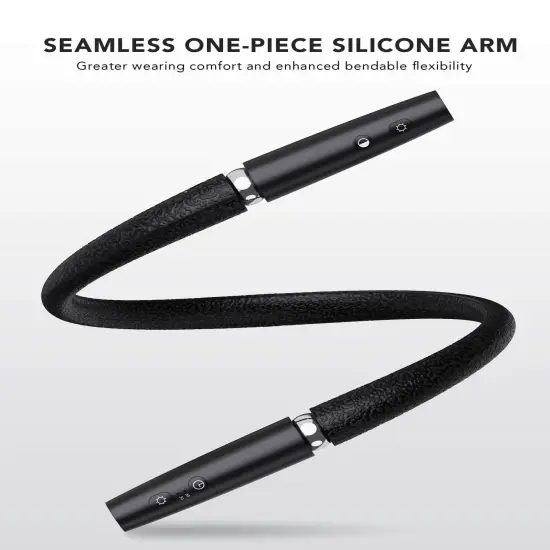 Neck Reading Light, Book Light for Reading in Bed [Steering Shafts Adjustment], Bendable Silicone Arm, Long Lasting LED Rechargeable Knitting Light for Camping, Repair, Crochet & Craft, Black {6}