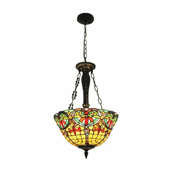 Ceiling Light Stained Glass Pendant Lamp Tiffany Chandelier Flush Mount Fixture {1}