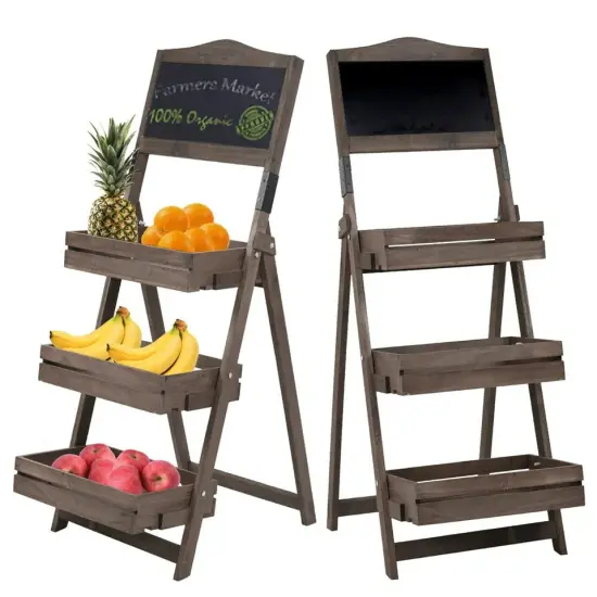 Easy Wipe Chalkboard Sign Stand with 3 Display Shelves for Food Book Craft Fairs {1}