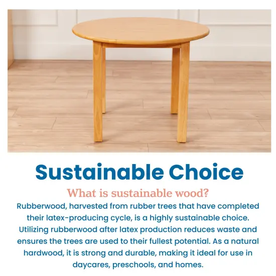 30in D Round Hardwood Table with 22in Legs, Kids Furniture Honey {6}
