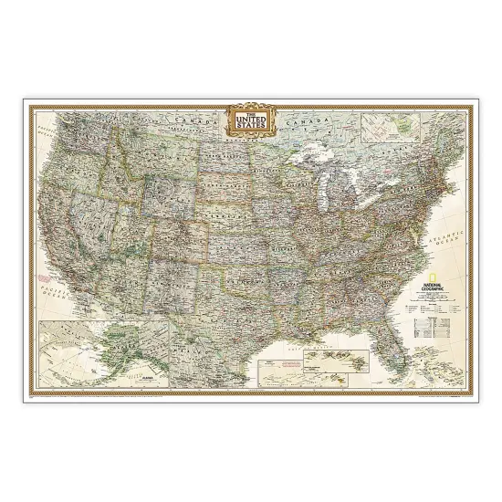 United States Executive Map, Poster Size and Laminated, 36" x 24" {1}