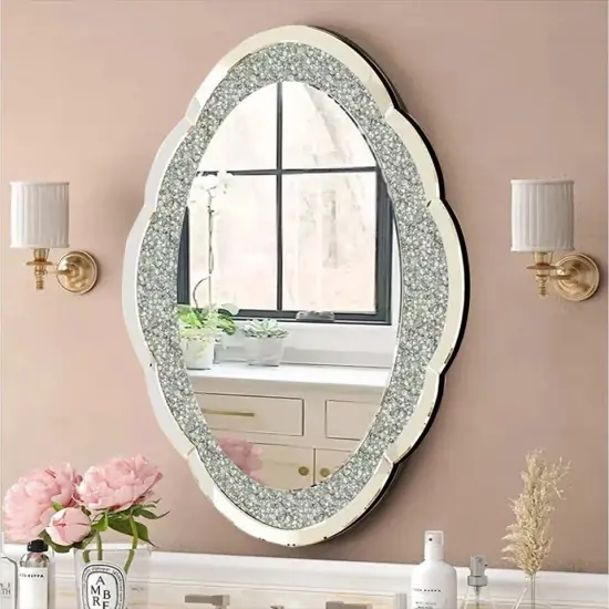 Contemporary Cloud-shape Accent Mirror Crush Diamond for Wall Bathroom Vanity {3}