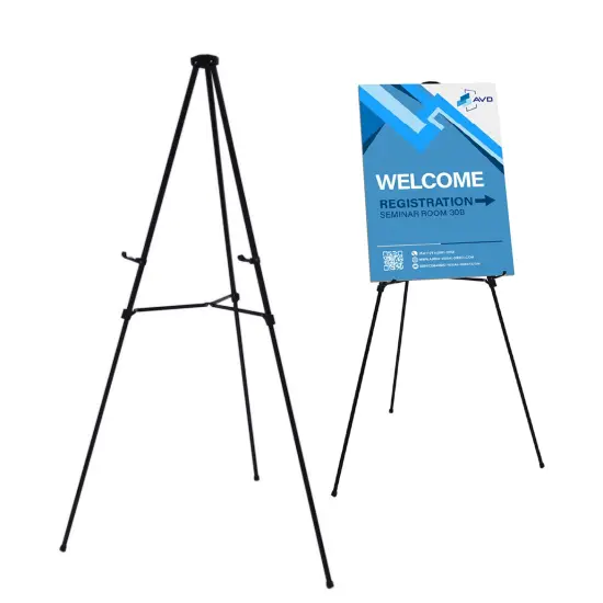 Audio-Visual Direct Lightweight Aluminum Telescoping Display Easel, 70 Inches, Black {2}