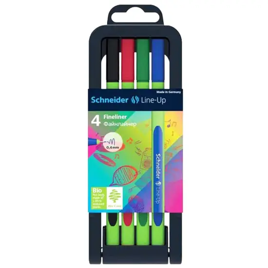 Line-Up Fineliner Pens with Case, 4 Colors, 4 Per Pack, 3 Packs {2}
