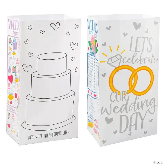Medium Wedding Activity Paper Treat Bags 5" x 3 1/4" x 10" - 12 Pc. {4}