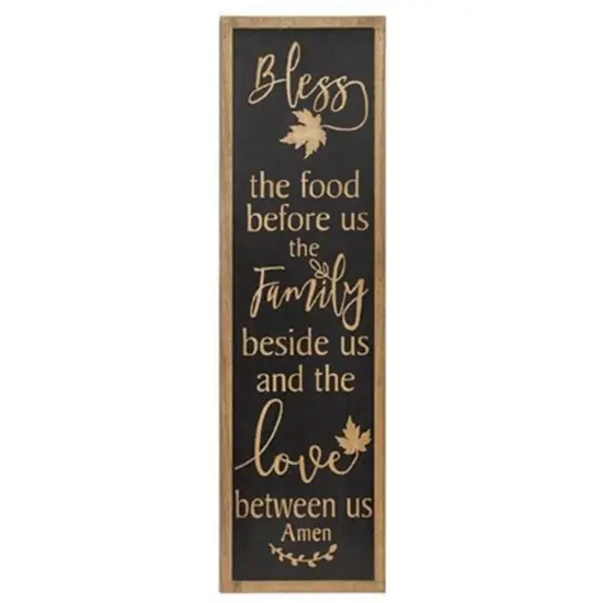 Seasonal Wooden Wall Sign with Engraved Blessing and Leaves Fall Dining Room Hanging Decor {1}