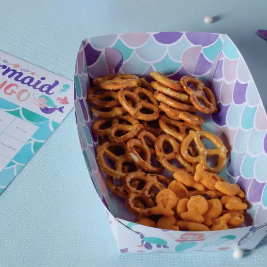 Big Dot of Happiness Mermaid Party Paper Food Trays, Disposable Double-Sided Paper Food Holders for Nachos, Hot Dogs, French Fries - 12 Ct {6}