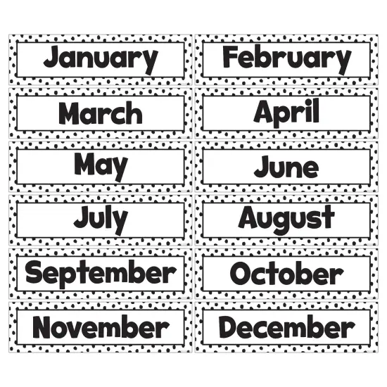 Black Painted Dots on White Monthly Headliners, Pack of 12 {1}
