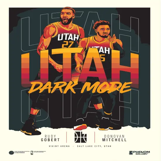 Phenom Gallery Utah Jazz Dark Mode Limited Edition 18" x 24" Serigraph {3}