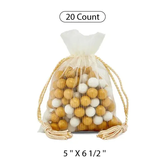 Stylish Gift Bag with Tassels 5" x 6 1/2" Ivory {1}