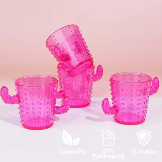 Plastic Cactus Shot Glasses(Set of 12), 2 Oz Pink Cute Cactus Tequila Glasses for Western, Bachelorette, Cinco de Mayo, Tequila, Fiesta Themed Party Supplies {3}