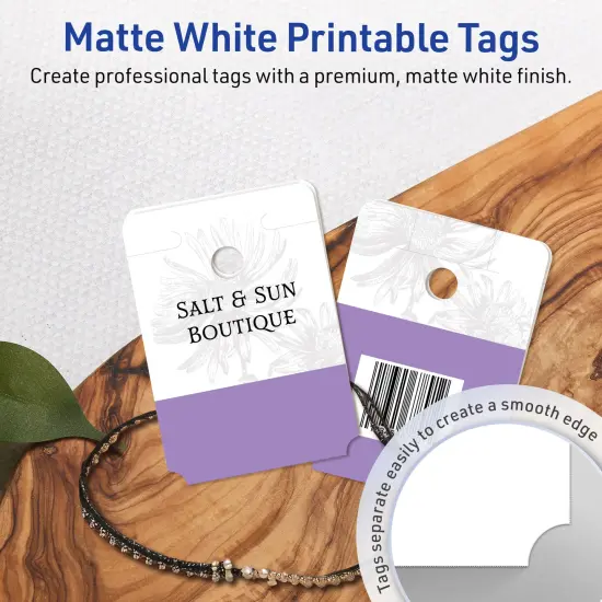 Avery Printable Rounded Rectangle Foldover Tags, Sure Feed Technology, 1-1/2" x 2-1/8", Matte White Cardstock, Print-to-The-Edge, Laser/Inkjet Printable, 80 Total {3}