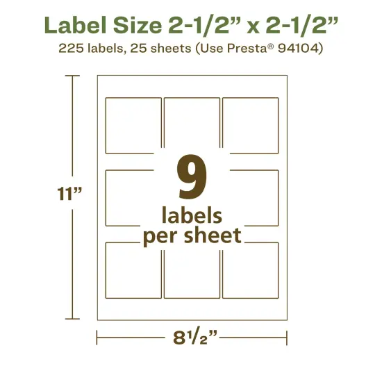 Avery Recycled Matte White Labels,2-1/2" x 2-1/2" Square {5}