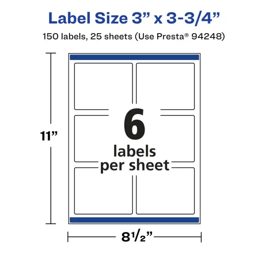 Avery Matte Clear Labels,3" x 3-3/4" Rectangle {5}