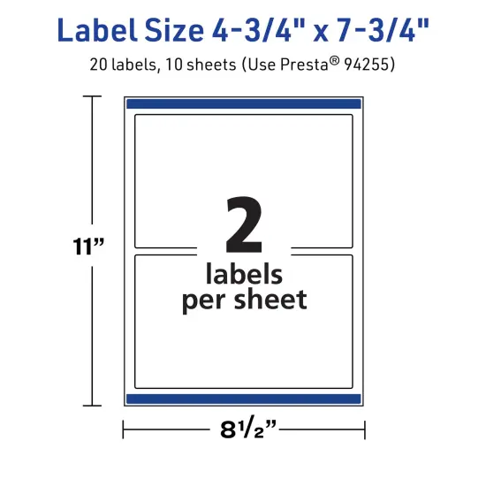 Avery TrueBlock Matte White Paper Labels,4-3/4" x 7-3/4" Rectangle {5}