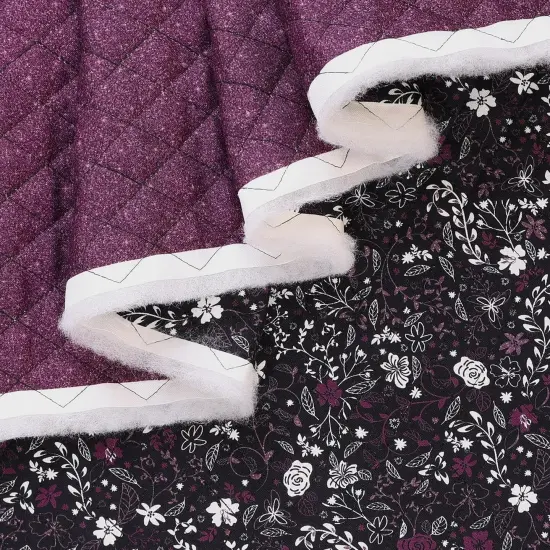 Mook Fabrics Double Faced Quilted Cotton Fabric [43 in. Wide] - By The Yard Floral Italian Plum {5}