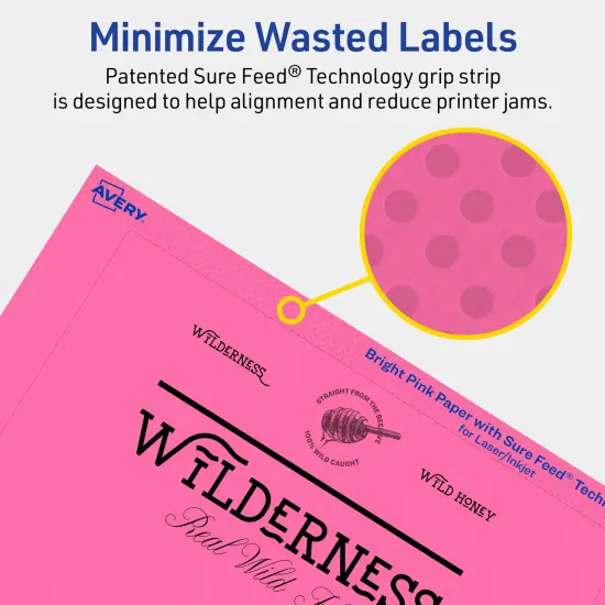 Avery Bright Pink Paper Labels, 5" x 7" Rectangle {4}