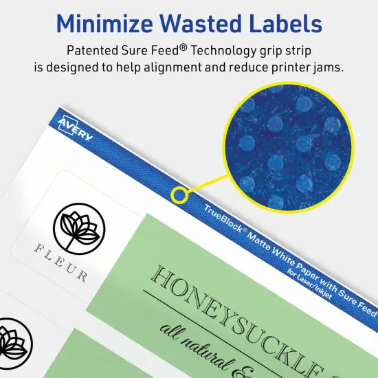 Avery TrueBlock Matte White Paper Labels,1-1/2" x 7-1/2" Rectangle {4}