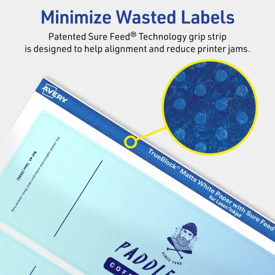 Avery TrueBlock Matte White Paper Labels,2-1/4" x 7-3/4" Rectangle {4}