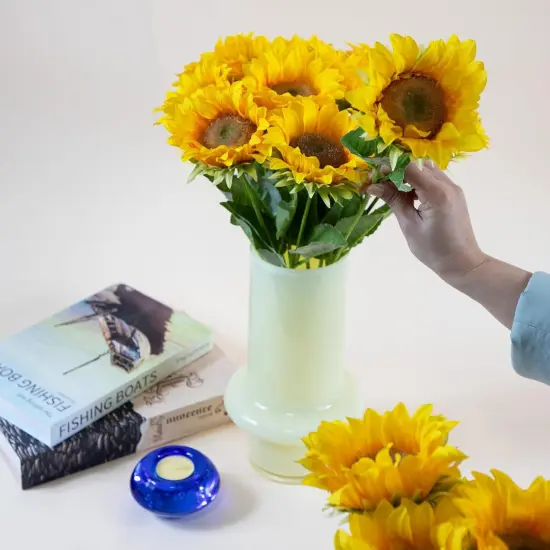 10 Pcs Summer Floral Arrangement Sunflowers Artificial Flowers with Golden Yellow Long Stems for Home Decoration {5}