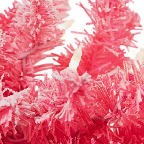 Northlight Pre-lit Flocked Artificial Christmas Garland - 9' x 12" - Pink - Clear Lights {7}