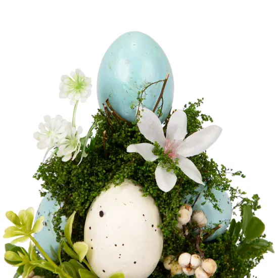 Northlight Floral and Foliage Easter Egg Tree - 14" - Blue and White {5}