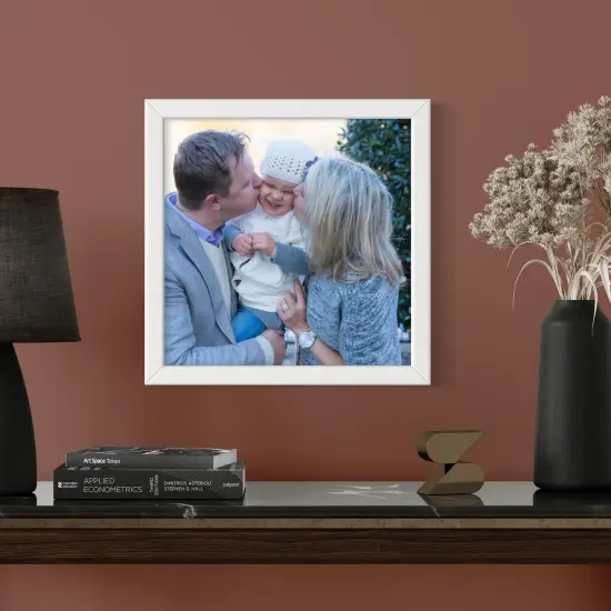 Photo Size Classic Modern White Frame - UV Acrylic, Foam Board Backing, Hanging Hardware {4}