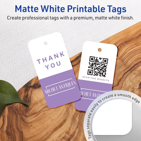Avery Printable Rounded Rectangle Price Tags, Sure Feed Technology, 1-1/2" x 3", Matte White Cardstock, Print-to-The-Edge, Laser/Inkjet Printable, 100 Total {3}