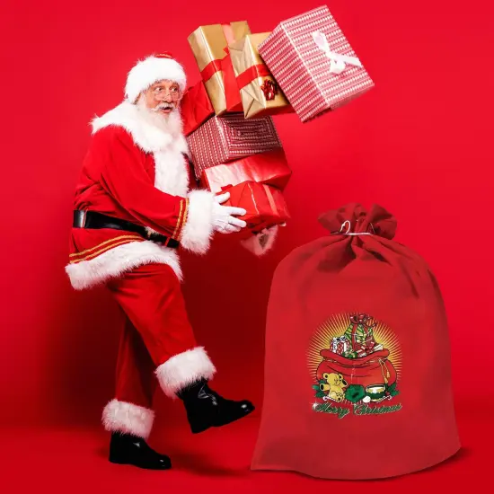 Santa Claus 22 x 32 inch Red Felt Toy Sack| Santa Bag For Christmas Gifts {3}