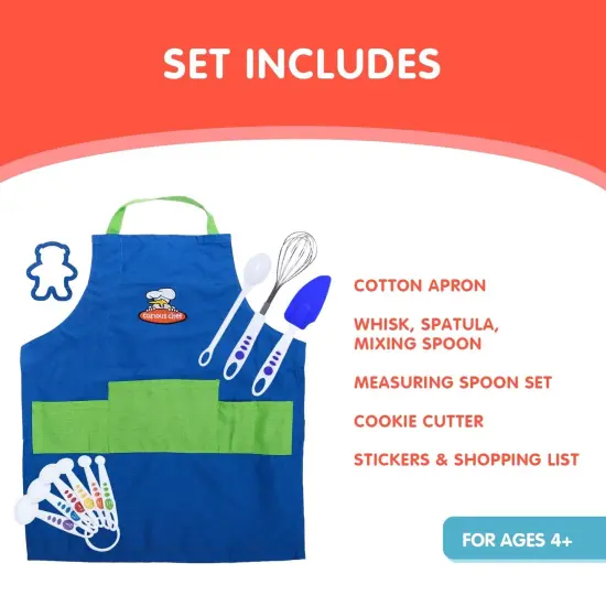 Curious Chef 11-Piece Blue and Green Chef's Kit for Kids, Includes Real Cooking and Baking Tools, Dishwasher Safe and Made with BPA-Free Plastic {3}