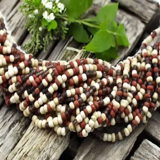 4mm Matte Ethnic Mix Java Glass Pony Seed Beads (48" Strand) - Indonesian Glass Beads {4}