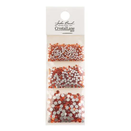 Crystal Lane DIY Combo Glass Flatback Rhinestones SS3 / SS6 / SS12 Orange {3}