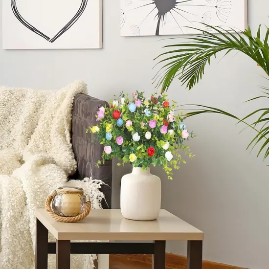 6 Bunches Artificial Eucalyptus Fake Greenery Boxwood Stems Fake Flowers Fake Plants Artificial Greenery Artificial Plants & Flowers Faux Flowers Outdoor Fake Plants Spring Decoration {3}