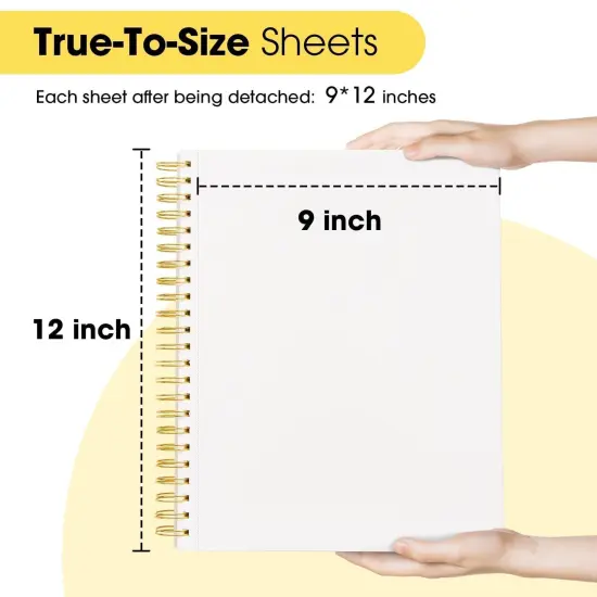 9" x 12" Sketch Book with Bookmark Ruler, 100 Sheets Spiral Sketchbook for Drawing (68lb/100gsm), Acid Free Sketch Pad Artist Sketching Drawing Paper for Kids Teens Adults Artists {4}
