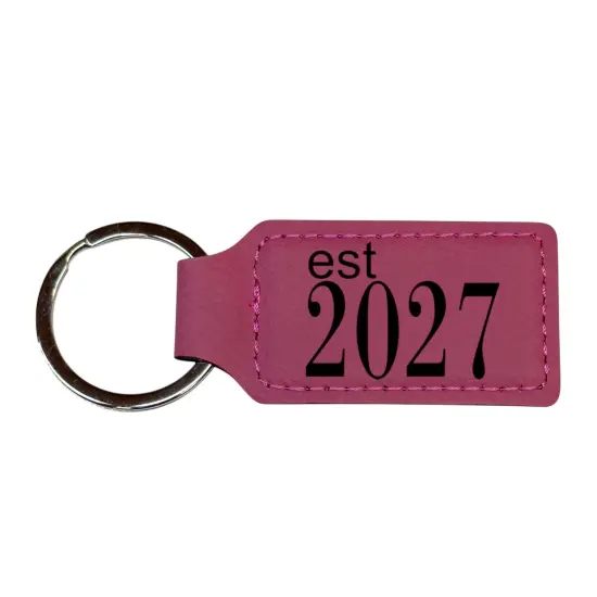 Keychain - Rectangle -Est 2027 - Leather Rustic/Gold {2}